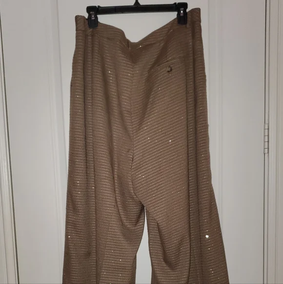 Maeve 18W, Plaid, Rhinestone, Anthropologie Tan Wide Leg Pants - Picture 8 of 8